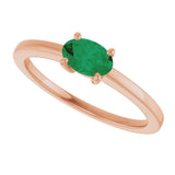 14K Gold Emerald Lab-Grown Emerald Solitaire Ring - Rose Gold - view 5