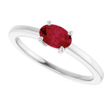 10K Gold Oval Lab-Grown Ruby Solitaire Ring - White Gold - view 5