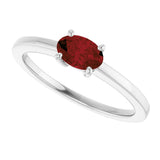 10K Gold Oval Natural Mozambique Garnet Solitaire Ring - White Gold - view 5