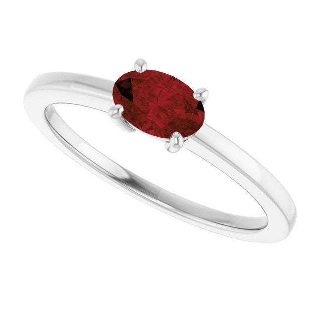 10K Gold Oval Natural Mozambique Garnet Solitaire Ring - White Gold - view 5