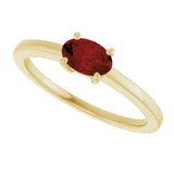 10K Gold Oval Natural Mozambique Garnet Solitaire Ring - Yellow Gold - view 5