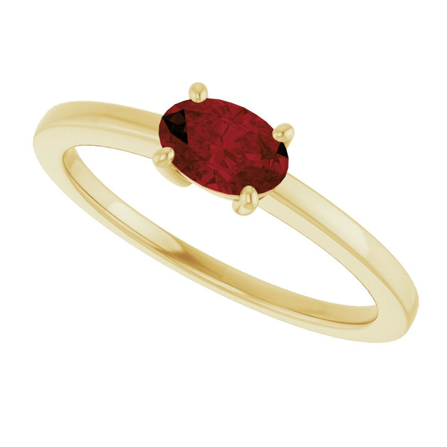 10K Gold Oval Natural Mozambique Garnet Solitaire Ring - Yellow Gold - view 5