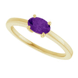 10K Gold Oval Natural Amethyst Solitaire Ring - Yellow Gold - view 5