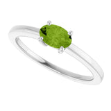 10K Gold Oval Natural Peridot Solitaire Ring - White Gold - view 5