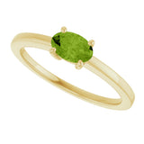 14K Gold Oval Natural Peridot Solitaire Ring – 6x4mm - Yellow Gold - view 5