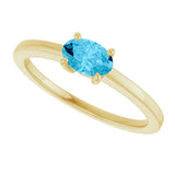 10K Gold Oval Natural Aquamarine Solitaire Ring - Yellow Gold - view 5