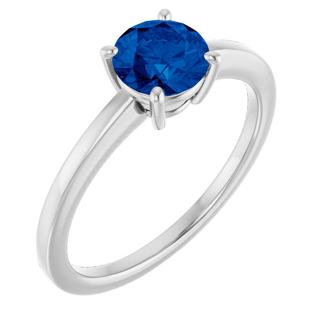 Platinum Oval Lab-Grown Blue Sapphire Solitaire Ring