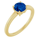 10K Gold Oval Lab-Grown Blue Sapphire Solitaire Ring - Yellow Gold