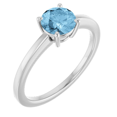 10K Gold Oval Natural Sky Blue Topaz Solitaire Ring - White Gold