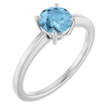 Platinum Oval Natural Sky Blue Topaz Solitaire Ring