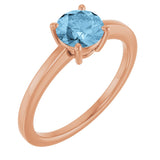 14K Gold Oval Natural Sky Blue Topaz Solitaire Ring - Rose Gold