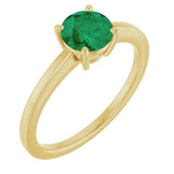 10K Gold Oval Lab-Grown Emerald Solitaire Ring - Yellow Gold