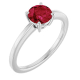 10K Gold Oval Lab-Grown Ruby Solitaire Ring - White Gold