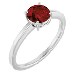 14K Gold Oval Natural Mozambique Garnet Solitaire Ring - White Gold