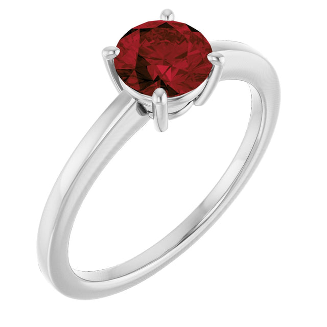 10K Gold Oval Natural Mozambique Garnet Solitaire Ring - White Gold