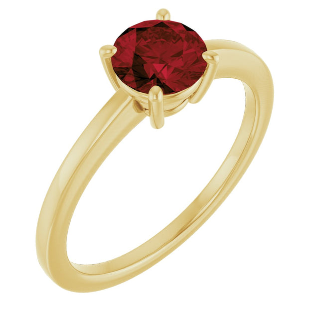 10K Gold Oval Natural Mozambique Garnet Solitaire Ring - Yellow Gold