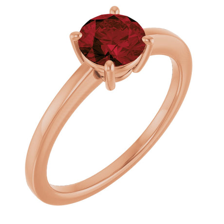 14K Gold Oval Natural Mozambique Garnet Solitaire Ring - Rose Gold