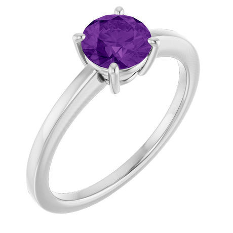 Platinum Oval Natural Amethyst Solitaire Ring
