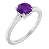 10K Gold Oval Natural Amethyst Solitaire Ring - White Gold