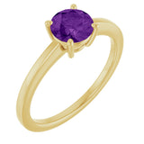 10K Gold Oval Natural Amethyst Solitaire Ring - Yellow Gold