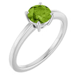 10K Gold Oval Natural Peridot Solitaire Ring - White Gold