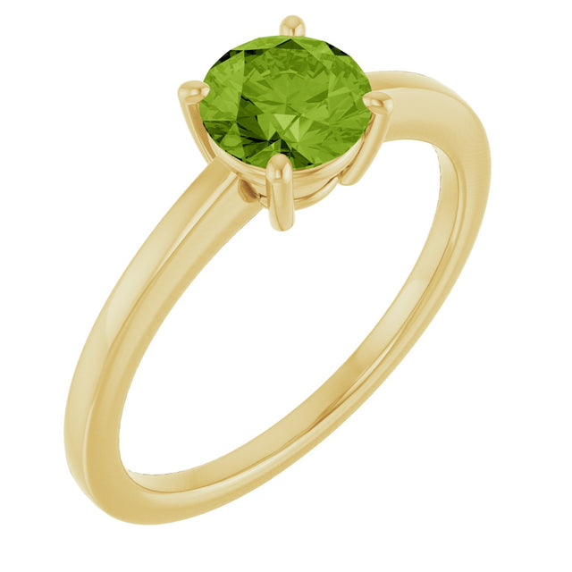 10K Gold Oval Natural Peridot Solitaire Ring - Yellow Gold