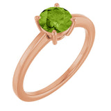 14K Gold Oval Natural Peridot Solitaire Ring – 6x4mm - Rose Gold