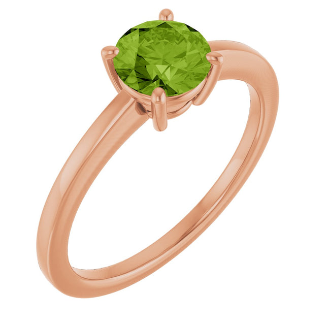 14K Gold Oval Natural Peridot Solitaire Ring – 6x4mm - Rose Gold
