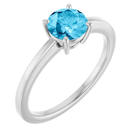 Platinum Oval Natural Aquamarine Solitaire Ring