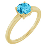 10K Gold Oval Natural Aquamarine Solitaire Ring - Yellow Gold