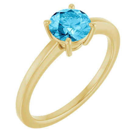 10K Gold Oval Natural Aquamarine Solitaire Ring - Yellow Gold