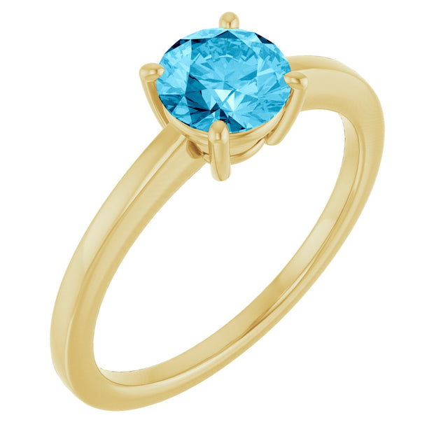 10K Gold Oval Natural Aquamarine Solitaire Ring - Yellow Gold