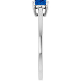 10K Gold Oval Lab-Grown Blue Sapphire Solitaire Ring - White Gold - view 4