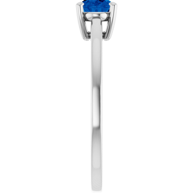 10K Gold Oval Lab-Grown Blue Sapphire Solitaire Ring - White Gold - view 4