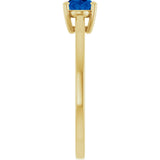 10K Gold Oval Lab-Grown Blue Sapphire Solitaire Ring - Yellow Gold - view 4