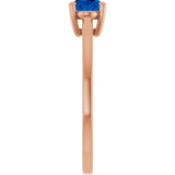 14K Gold Oval Lab-Grown Blue Sapphire Solitaire Ring - Rose Gold - view 4