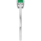 10K Gold Oval Lab-Grown Emerald Solitaire Ring - White Gold - view 4