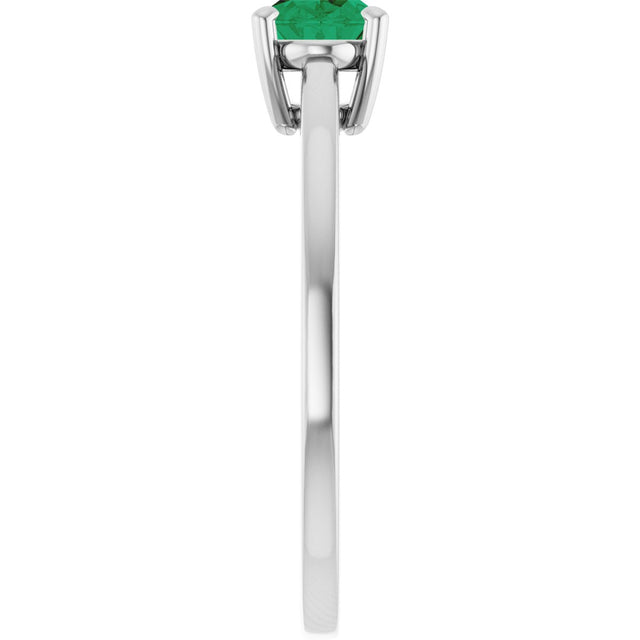 10K Gold Oval Lab-Grown Emerald Solitaire Ring - White Gold - view 4
