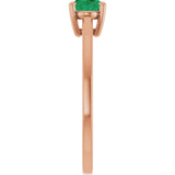14K Gold Emerald Lab-Grown Emerald Solitaire Ring - Rose Gold - view 4
