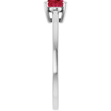 10K Gold Oval Lab-Grown Ruby Solitaire Ring - White Gold - view 4