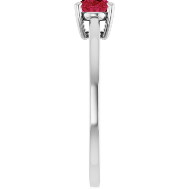 10K Gold Oval Lab-Grown Ruby Solitaire Ring - White Gold - view 4