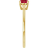 10K Gold Oval Lab-Grown Ruby Solitaire Ring - Yellow Gold - view 4