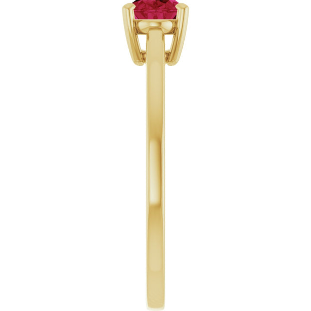 10K Gold Oval Lab-Grown Ruby Solitaire Ring - Yellow Gold - view 4