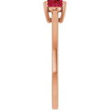14K Gold Oval Lab-Grown Ruby Solitaire Ring - Rose Gold - view 4