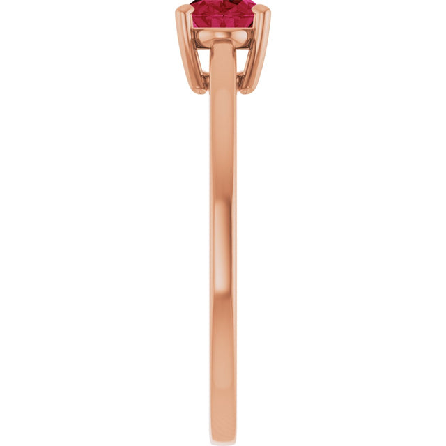 14K Gold Oval Lab-Grown Ruby Solitaire Ring - Rose Gold - view 4