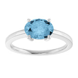10K Gold Oval Natural Sky Blue Topaz Solitaire Ring - White Gold - view 3