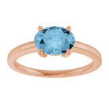 14K Gold Oval Natural Sky Blue Topaz Solitaire Ring - Rose Gold - view 3
