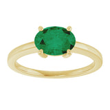 10K Gold Oval Lab-Grown Emerald Solitaire Ring - Yellow Gold - view 3