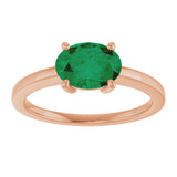 14K Gold Emerald Lab-Grown Emerald Solitaire Ring - Rose Gold - view 3