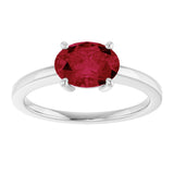 10K Gold Oval Lab-Grown Ruby Solitaire Ring - White Gold - view 3